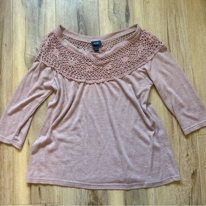 Daytrip Blush Crochet Accent Top